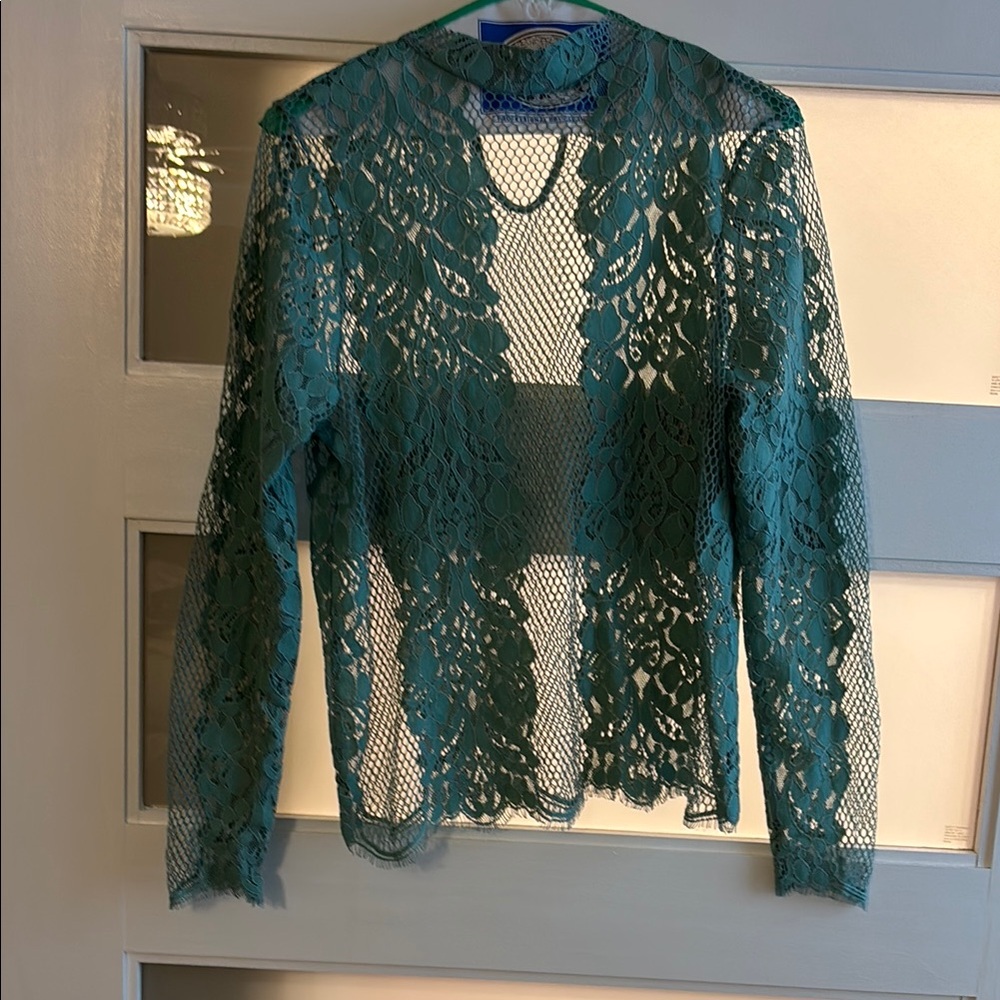 Elegant Lace Green Top